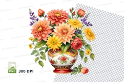 Floral bouquet in decorative vase clipart png Product Image 1