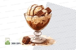 Clipart png of ice cream sundae with chocolate sauce and top Product Image 1