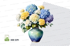Watercolor flower bouquet in vase clipart png Product Image 1