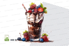 Chocolate milkshake with berries clipart png Product Image 1