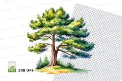 Watercolor pine tree clipart png Product Image 1