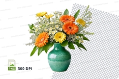 Floral bouquet in green vase mockup Product Image 1