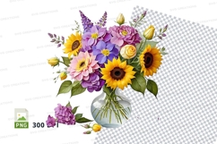 Floral bouquet in vase clipart png Product Image 1