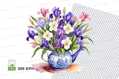 Vase with purple and white flowers clipart png Product Image 1