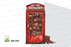 Red telephone booth candy display mockup Product Image 1