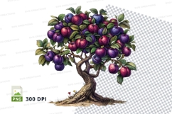 Illustrated plum tree clipart png Product Image 1