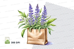 Brown paper bag mockup with purple flowers Product Image 1