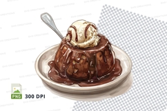 Chocolate lava cake with ice cream clipart png Product Image 1