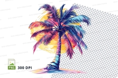 Colorful palm tree clipart png Product Image 1