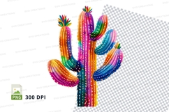Rainbow cactus clipart png Product Image 1