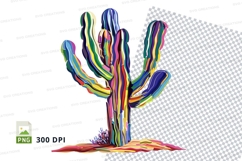 Rainbow cactus clipart png Product Image 1
