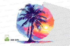 Tropical sunset palm tree clipart png Product Image 1