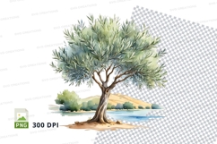Watercolor tree by lake mockup Product Image 1