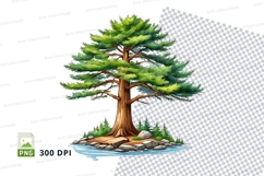 Watercolor pine tree on small island mockup Product Image 1
