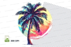 Tropical palm tree with sunset clipart png Product Image 1