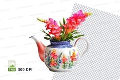 Floral teapot mockup with pink flowers Product Image 1