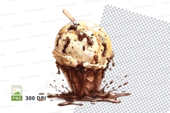 Ice cream cone with chocolate sauce clipart png Product Image 1
