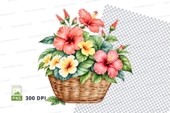 Hibiscus flower basket clipart png Product Image 1