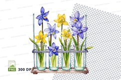 Flower bouquet in test tubes mockup Product Image 1