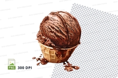 Chocolate ice cream in waffle cone mockup Product Image 1