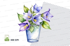 Watercolor illustration of purple flowers in a glass vase Product Image 1