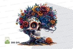 Sugar skull with floral design t-shirt mockup Product Image 1