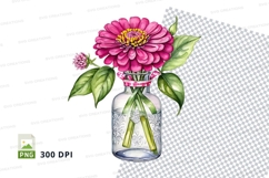 Pink flower in glass vase clipart png Product Image 1