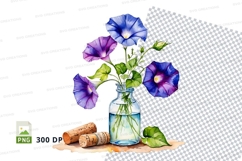 Clipart illustration of purple flowers in a vase Product Image 1