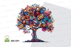 Steampunk gear tree clipart png Product Image 1