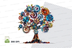 Steampunk gear tree clipart png Product Image 1