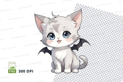 Cartoon kitten with bat wings clipart png Product Image 1