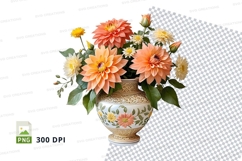 Floral bouquet in decorative vase clipart png Product Image 1