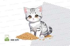 Kitten with food bowl clipart png Product Image 1