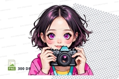Anime girl holding camera clipart png Product Image 1