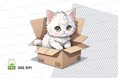 Cartoon kitten in a box clipart Product Image 1