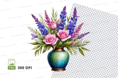 Flower bouquet in vase clipart png Product Image 1