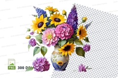 Floral bouquet in vase clipart png Product Image 1