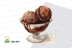 Chocolate ice cream scoops in glass bowl mockup Product Image 1