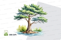 Watercolor bonsai tree clipart png Product Image 1