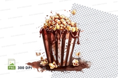 Chocolate drizzled popcorn clipart png Product Image 1