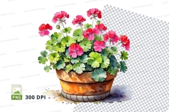 Clipart illustration of geraniums in a pot Product Image 1