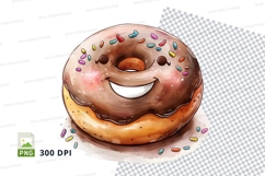 Cartoon donut with chocolate frosting and sprinkles clipart Product Image 1