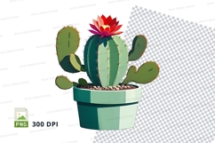 Illustrated cactus in pot clipart png Product Image 1