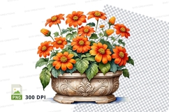 Floral bouquet in ornate pot clipart png Product Image 1