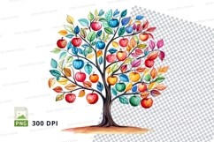Colorful apple tree clipart png Product Image 1