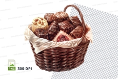 Chocolate truffles in wicker basket mockup Product Image 1