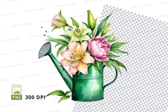 Watering can with flowers clipart png Product Image 1