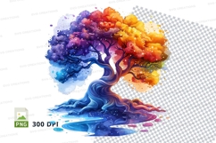 Colorful tree clipart png Product Image 1