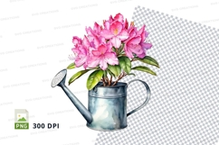 Watering can with pink flowers clipart png Product Image 1