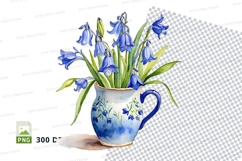Bluebell flowers in decorative vase clipart png Product Image 1